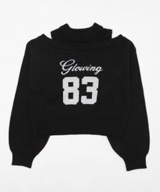 WEGO オープンショルダーナンバリングニット