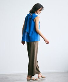 BEIGE， 【洗える】BAC / コットンバックボウタイノースリーブブラウス