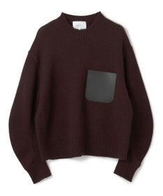 BEIGE， 【洗える】LEADER / フェイクレザーポケットクルーネックトップス