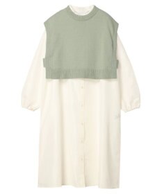 Green Parks ＳＥＴ２点　ニットベスト＋シャツワンピース