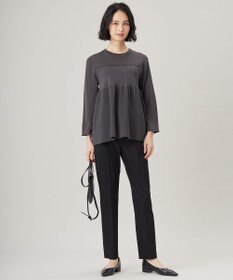 自由区 L 【洗える】ドライコットンハイゲージペプラム ニット