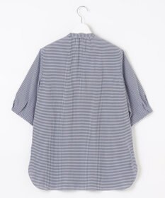 J.PRESS LADIES S 【洗える】アセVis ギンガム バンドカラー ピンタック ブラウス