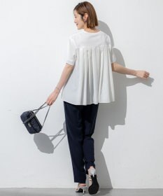 23区 L 【汗じみ防止/洗える】スムースデザイン バックフレア カットソー