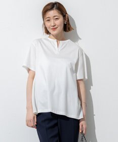 23区 【汗じみ防止/洗える】スムースデザイン バックフレア カットソー