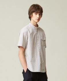 J.PRESS MEN 【クールマックス】サッカー マルチストライプ バンドカラーシャツ