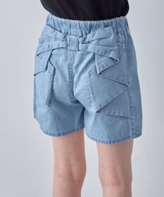 ANY KIDS 【洗濯機可能】バックリボン ショートパンツ ブルー