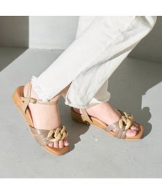 ing <ing>チェーンモチーフアンクルストラップサンダル