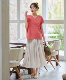 Tiaclasse 【小倉優子さん着用・洗える】フレンチスリーブニットトップス