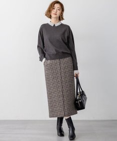 23区 【CLASSY.掲載/洗える】エンブロイダリー ジオメトリックレースコンビ ニット