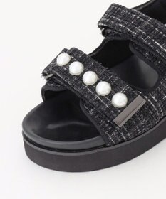 Feroux パールポイントツイード／キルティング サンダル