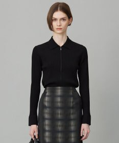 ICB 【洗える】シルクヴィスコースハイゲージ ジップアップカーディガン