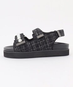 Feroux パールポイントツイード／キルティング サンダル