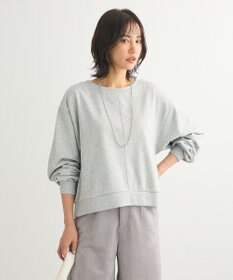 Green Parks ショート丈ラメ裏毛ボートネックプルオーバー