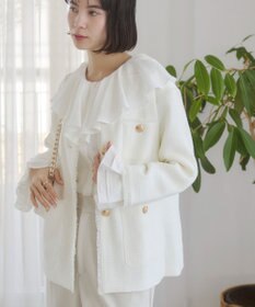 WEGO 【ANGIE VINTAGE/オケージョン対応 / セレモニー対応】ノーカラー ツイードジャケット