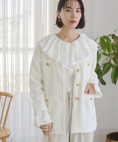 WEGO 【ANGIE VINTAGE/オケージョン対応 / セレモニー対応】ノーカラー ツイードジャケット