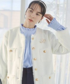 WEGO 【ANGIE VINTAGE/オケージョン対応 / セレモニー対応】ノーカラー ツイードジャケット