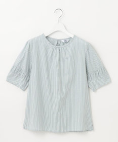 J.PRESS LADIES 【洗える】BEZ空羽ストライプ クルーネック ブラウス