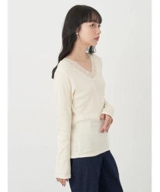 earth music&ecology レースＶネックテレコインナー