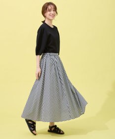 ANY 【ウエストゴム】シャンブレーライクフレアスカート