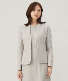 J.PRESS LADIES 【セットアップ対応】ウールスムース ノーカラー ジャケット