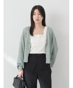 earth music&ecology 透かし編みテープヤーンカーディガン