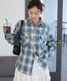 WEGO 【ユニセックス着用ITEM/SMLサイズ展開】オンブレチェックシャツ（LS）