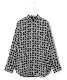 ICB 【洗える】レトロウォールペーパープリント ブラウス