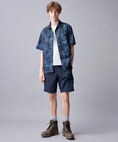 JOSEPH ABBOUD MOUNTAIN 【ゆったり】プレーティング天竺 リーフプリントアウトドア Tシャツ