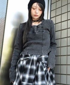 WEGO ヴィンテージウォッシュネックリボントップス