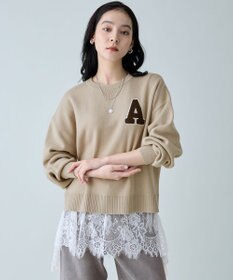 ANY L スウェットライクイニシャルニット