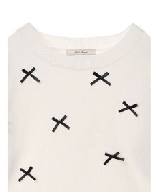 Green Parks ・ＡＮＤ　ＳＥＡＲＣＨ　メニーリボン５分袖ニット