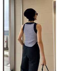 Green Parks デザインヘム配色ニットタンクトップ