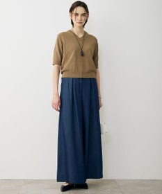 ICB L ナチュラルソフトデニム タックワイドパンツ