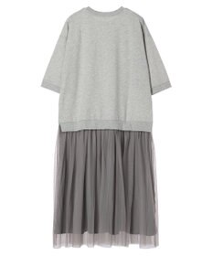 Green Parks ７分袖チュールドッキングロゴワンピース