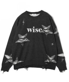 WEGO 【ユニセックス着用ITEM】ダメージジャガードニットプルオーバー