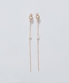 Phoebe 【金属アレルギー対応】ルミナスパールロングセラミックピアス　シャンパンゴールド