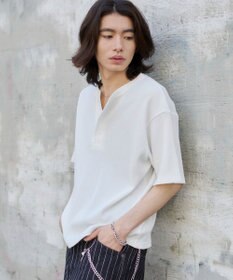 WEGO 【ユニセックス着用ITEM/MLサイズ展開】ワッフルヘンリーネックT（SS）