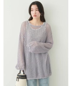 earth music&ecology メッシュ編みニットプルオーバー
