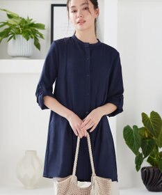 Tiaclasse L 【新色追加】バンドカラーシャツチュニックブラウス