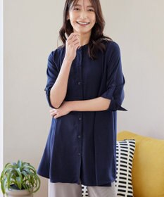 Tiaclasse L 【新色追加】バンドカラーシャツチュニックブラウス