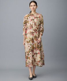 自由区 ボタニカルプリント ワンピース ライトベージュ系