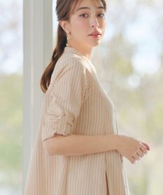 Tiaclasse L 【新色追加】バンドカラーシャツチュニックブラウス