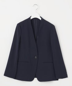 自由区 【セットアップ対応・UVカット・接触冷感・洗える】ライトストレッチノーカラー ジャケット