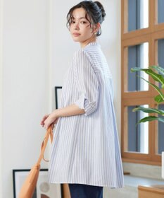 Tiaclasse L 【新色追加】バンドカラーシャツチュニックブラウス