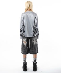 WEGO 【ユニセックス着用ITEM】ファイヤーパターンゲームロゴT（長袖）