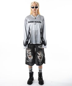 WEGO 【ユニセックス着用ITEM】ファイヤーパターンゲームロゴT（長袖）