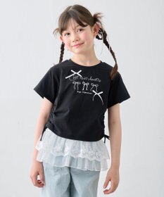 ANY KIDS 【洗濯機可能】ドロスト 裾リボンTシャツ