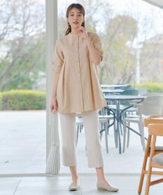 Tiaclasse L 【新色追加】バンドカラーシャツチュニックブラウス