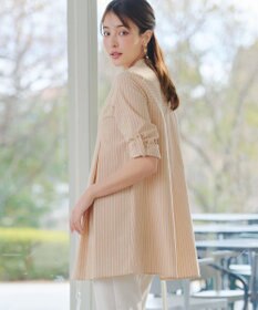 Tiaclasse L 【新色追加】バンドカラーシャツチュニックブラウス