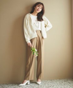 Feroux 【洗える】サイドオープンスラックス パンツ